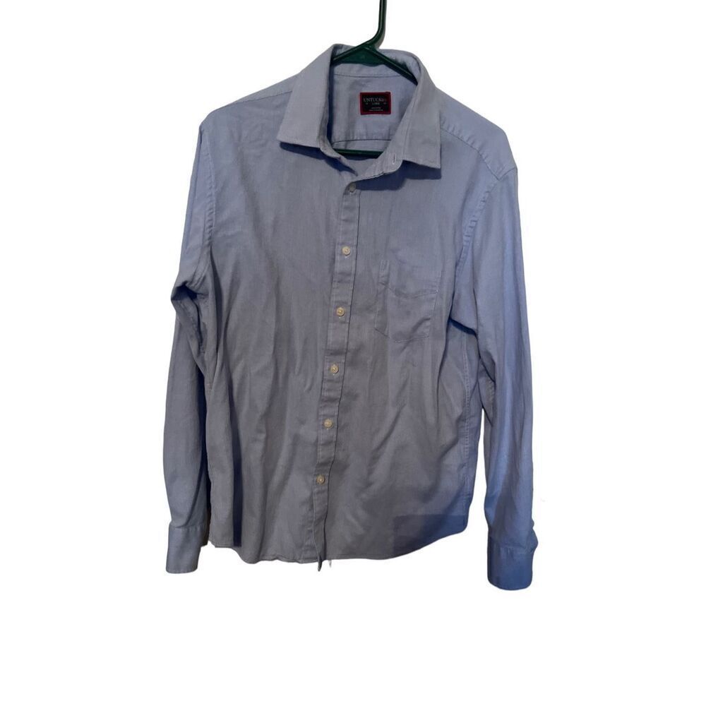 UNTUCKit Mens Blue Cotton Blend Regular Fit Long Sleeve Button Down Shirt Large